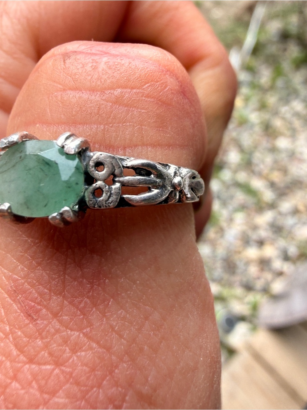 Sterling Silver Natural Colombian Emerald Oval Celtic Ring Sz9 - Picture 10 of 12